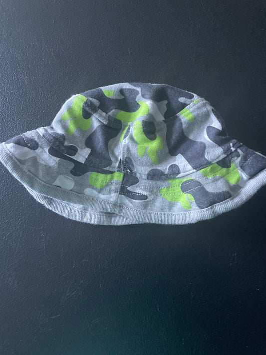 Camo Bucket Sun Hat, Gray, 0-3m Boys