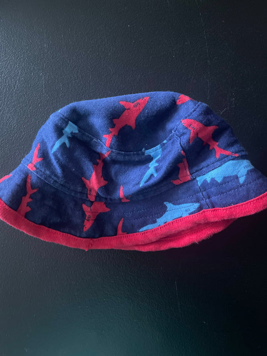 Sharks Bucket Sun Hat, Blue & Red, Boys size 0-3 months