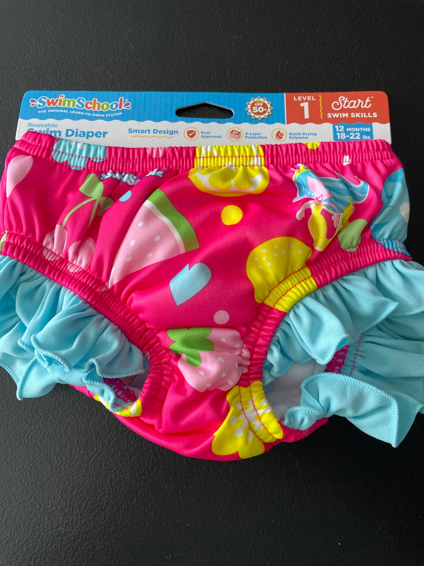 12M Girls Swim Diaper, Pink, Mermaid & Fruit