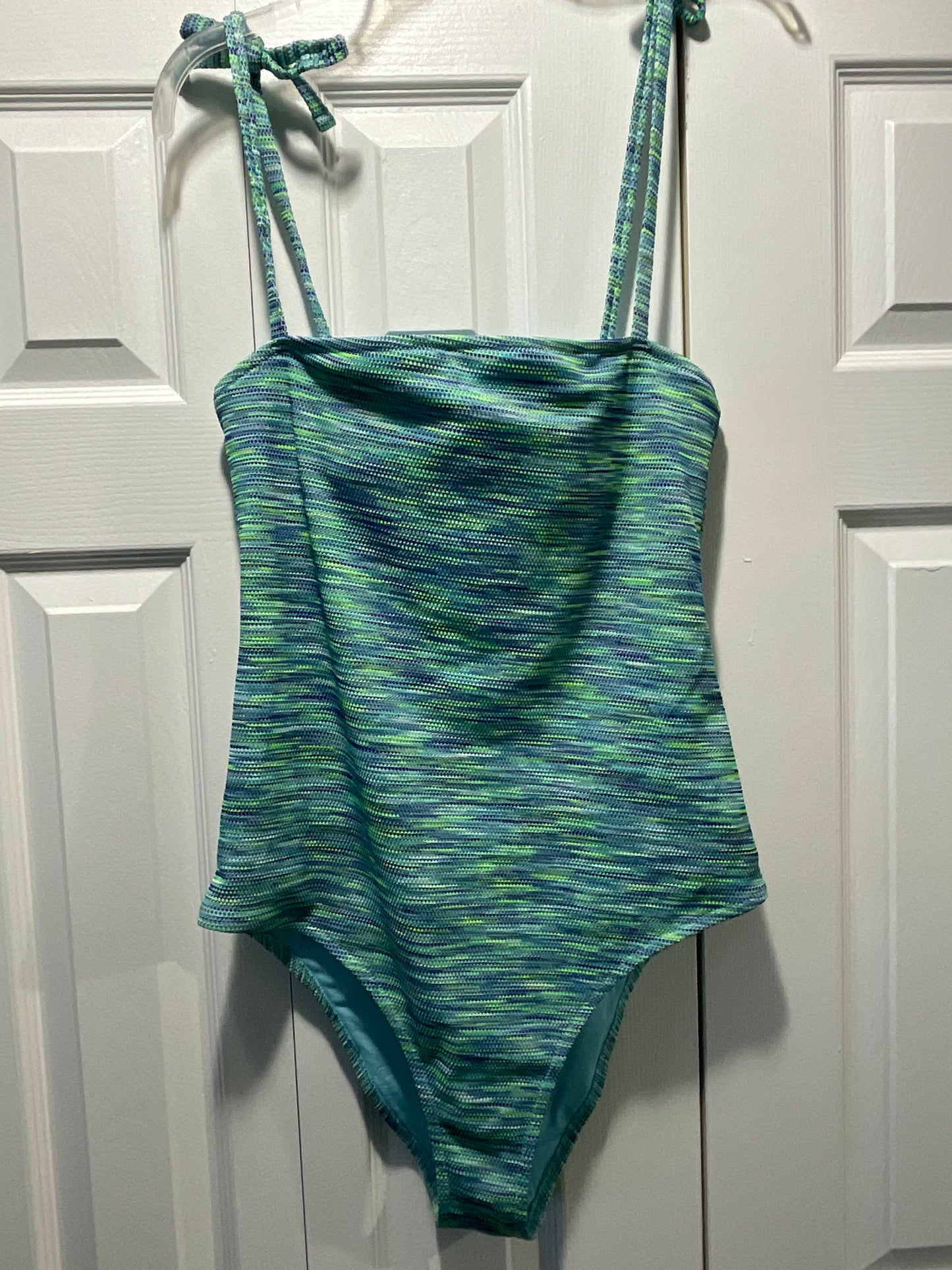 L Womens Bathing Suit, Blue/Green, Heathered