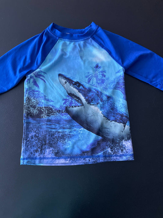 6/7 Boys Rash Guard, Blue, Shark