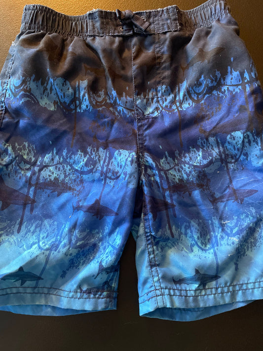 6 Boys Swim Trunks, Blue, Sharks