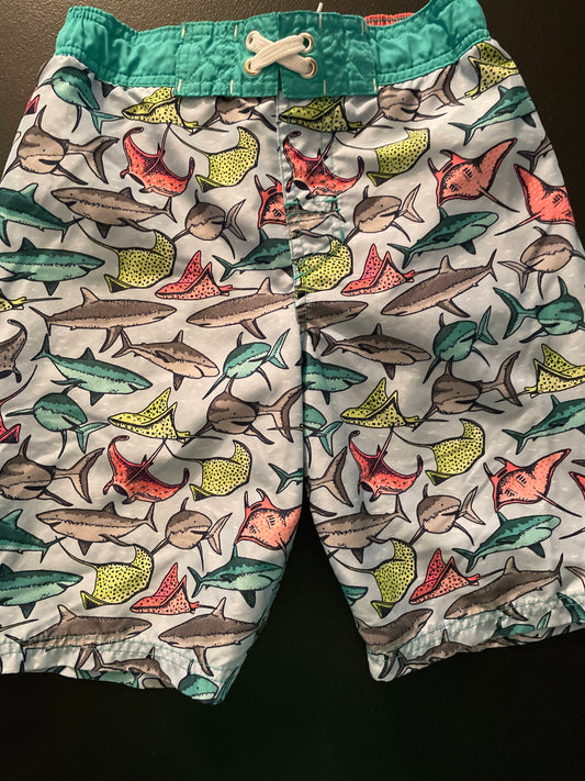 8/10 Boys Swim Trunks, Pale Blue, Sharks