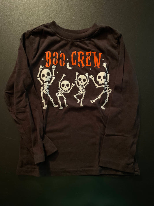 5T Boys Long Sleeve Shirt, Black, Boo Crew Skeletons