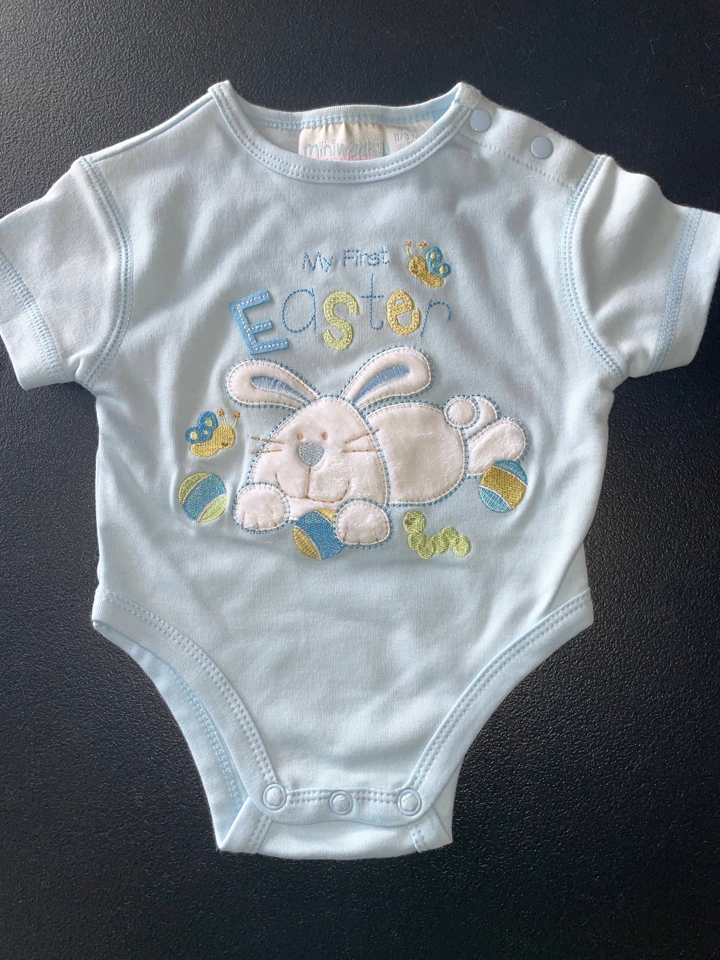 0-3M Boys Onesie, Baby Blue, First Easter