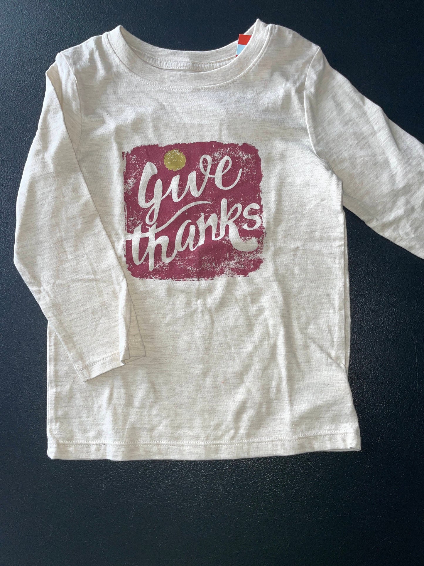 3T Girls Long Sleeve Top, Oatmeal, Give Thanks
