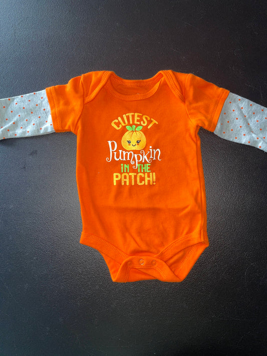 Halloween Long Sleeve Onesie, Orange, 0-3M Girls