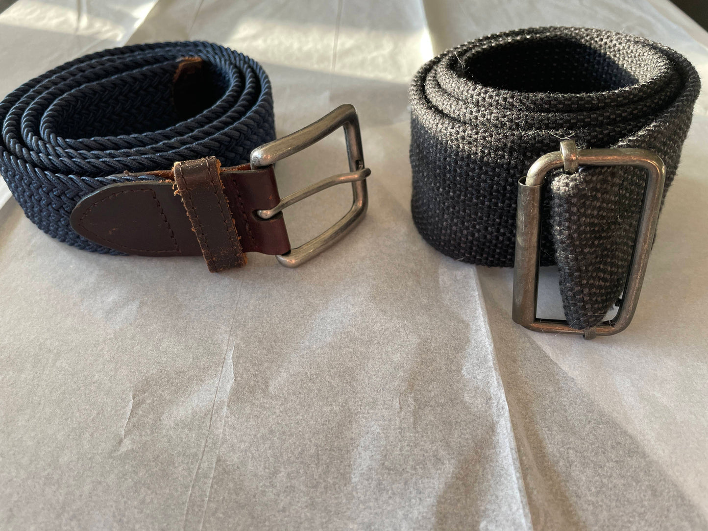 Mens Belt 2pk, Navy & Black Canvas, size Medium