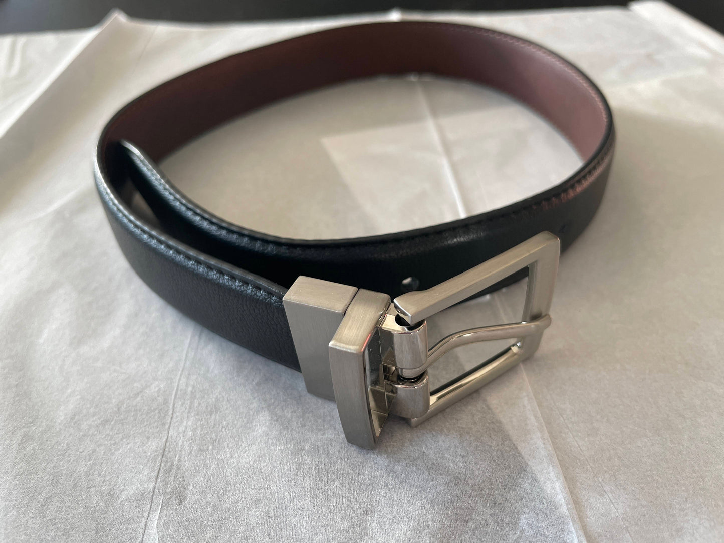 M Boys Buckle, Black Faux Leather