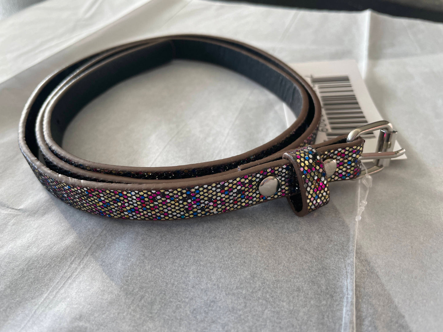 L Girls Belt, Multicolored Glitter