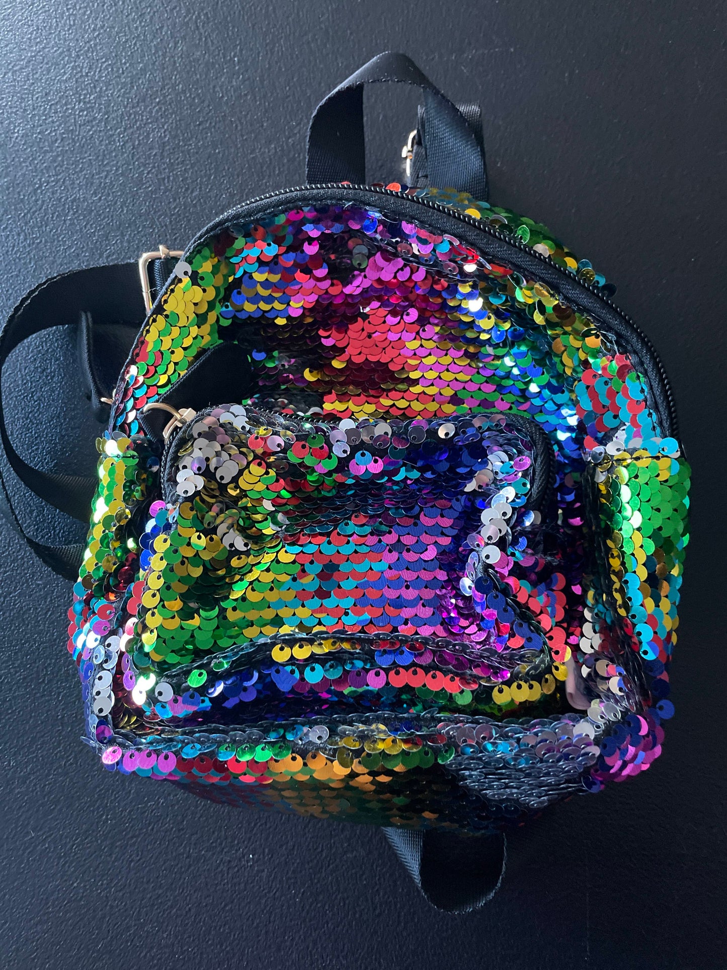 Girls Mini Backpack, Multicolored Sequin