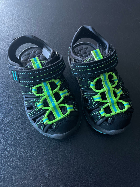 7 Toddler Boys Sandals, Black & Neon Green