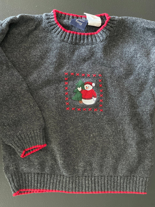 6 Boys Sweater, Charcoal Gray, Snowman