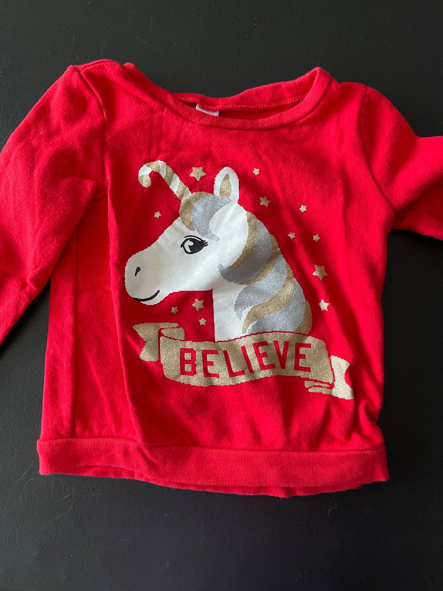 5T Girls Sweatshirt, Red, Christmas Unicorn
