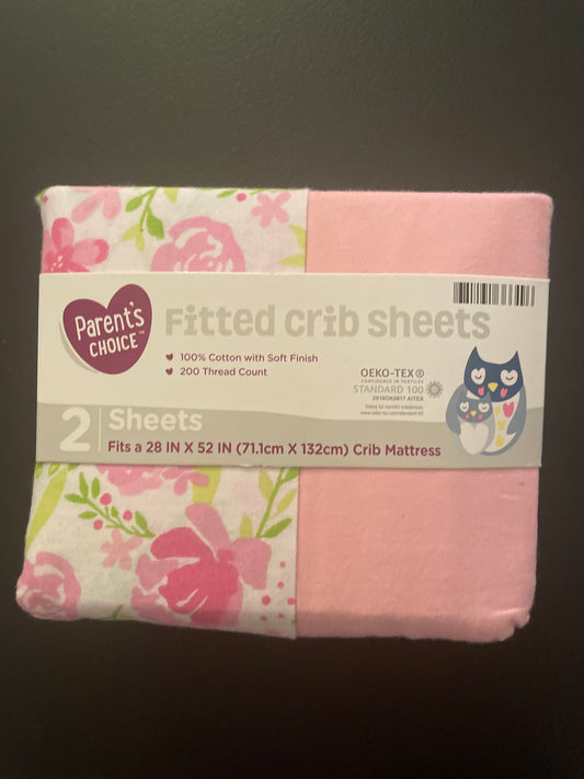 Crib Sheet Set, Girls, Pink & Floral