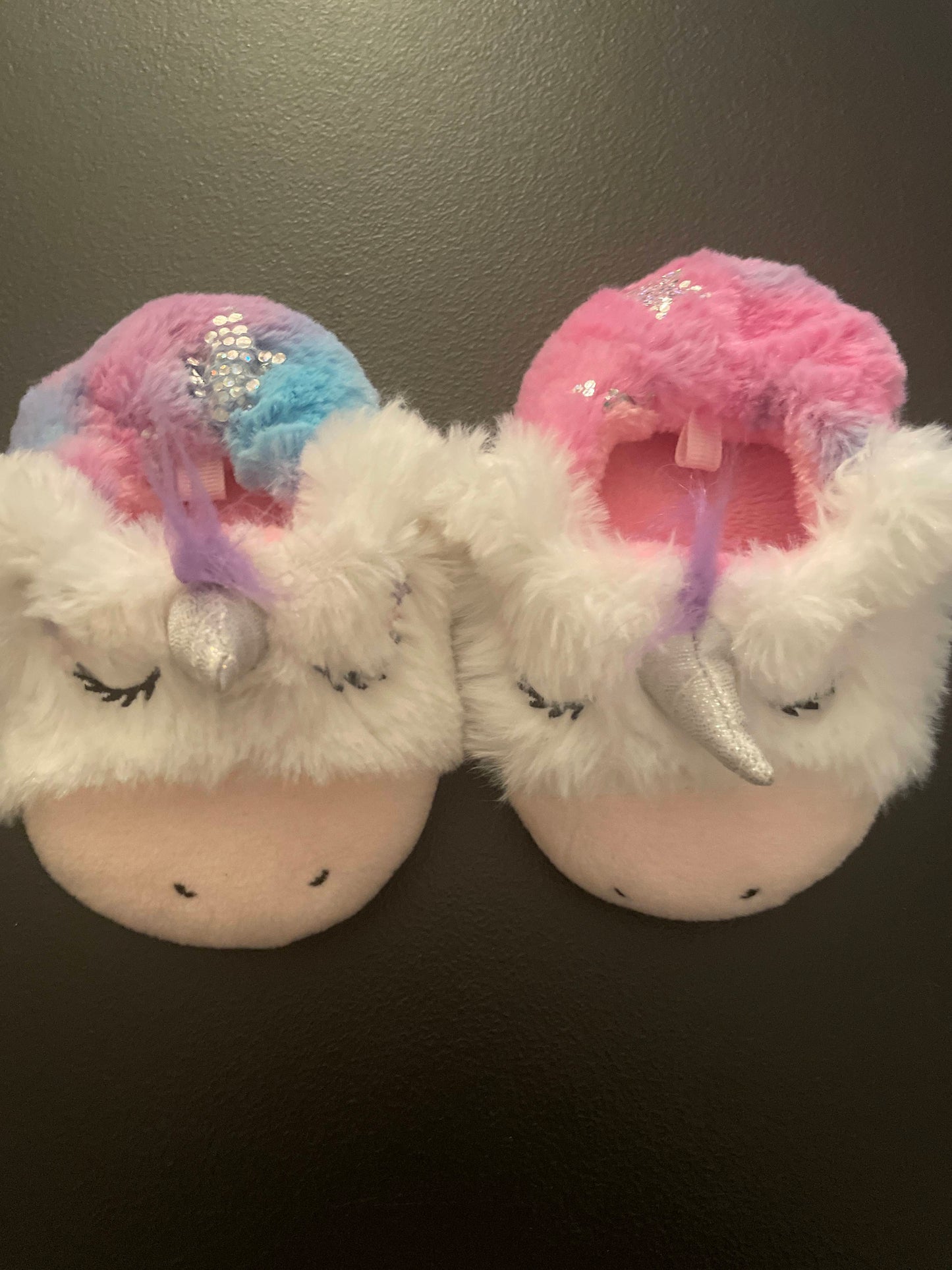 5 Toddler Girl Slippers, Faux Fur Unicorn