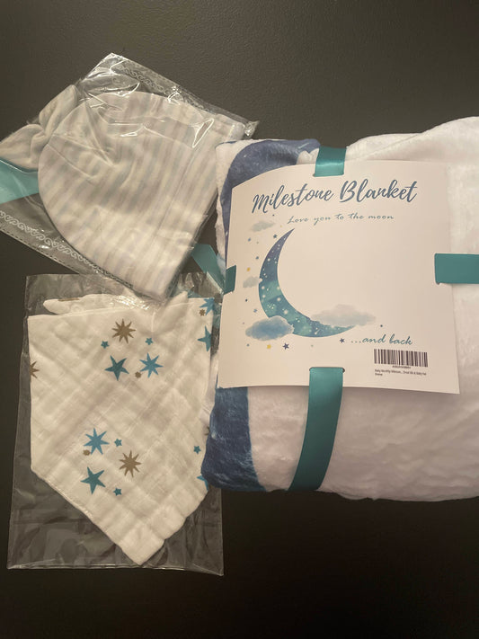 Baby Blanket, White Fleece w/Moon