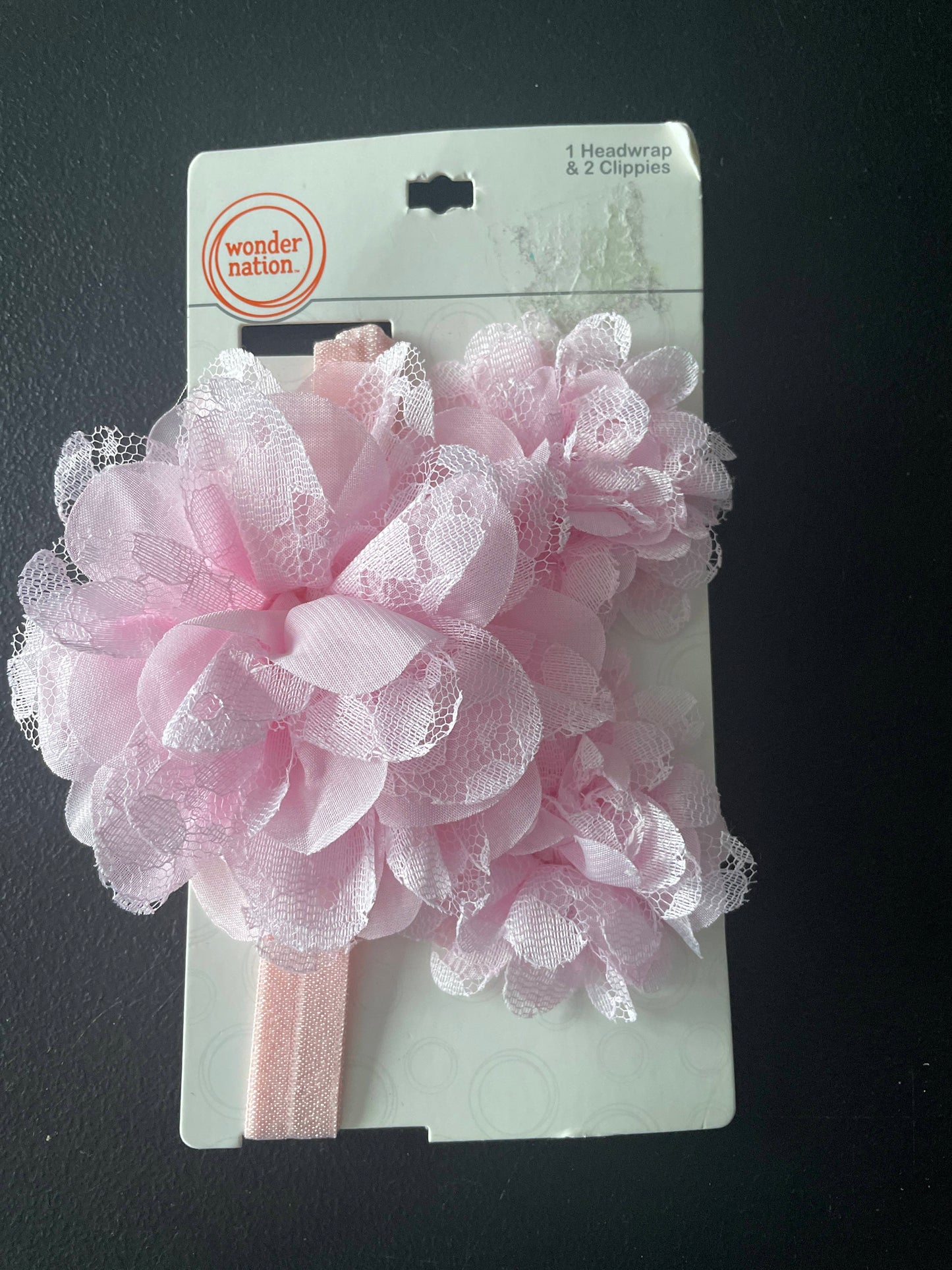 2T-3T Girls Headband & Barrette Set, Pink Flowers