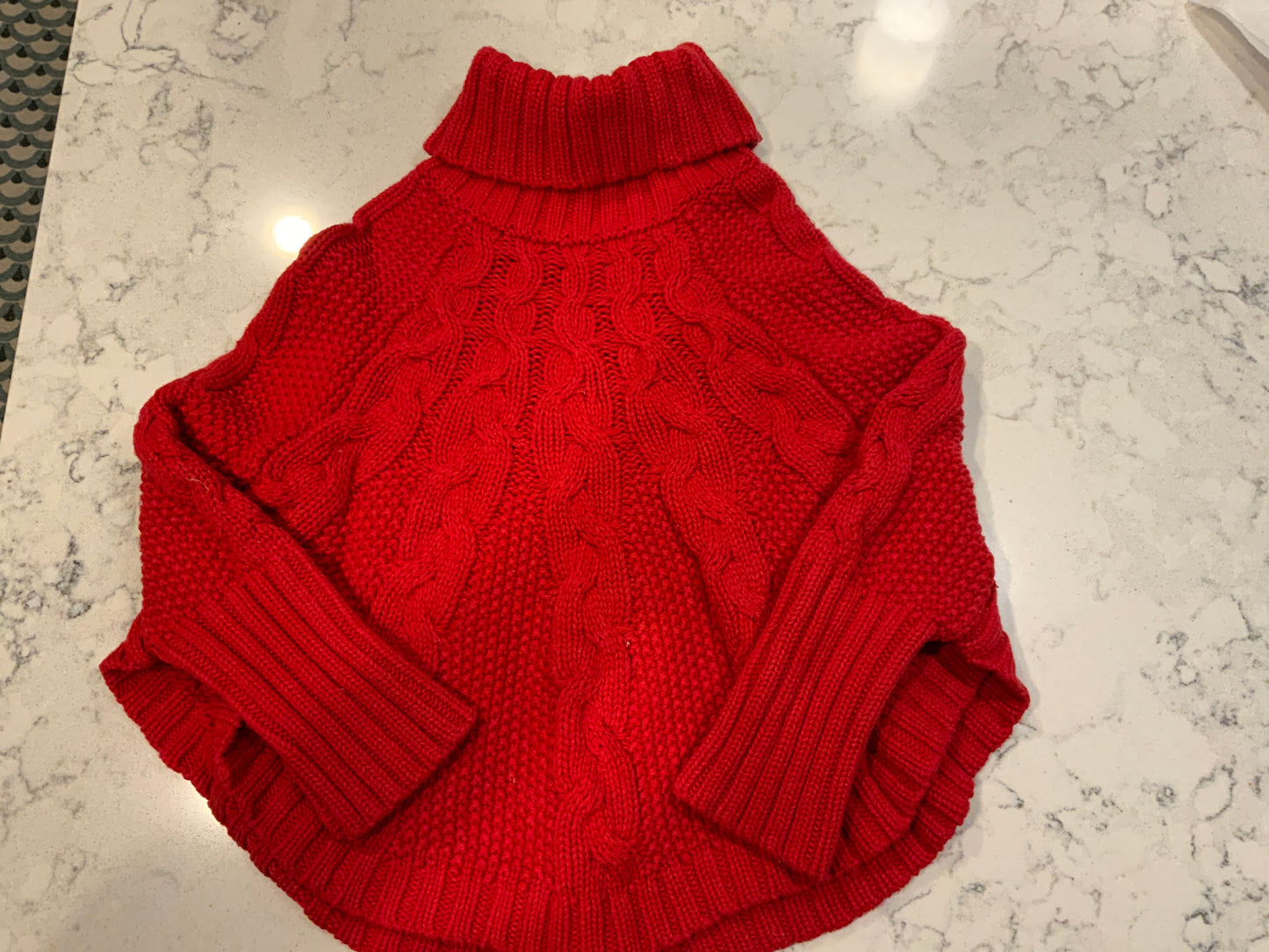 3T Girls Red Sweater Poncho