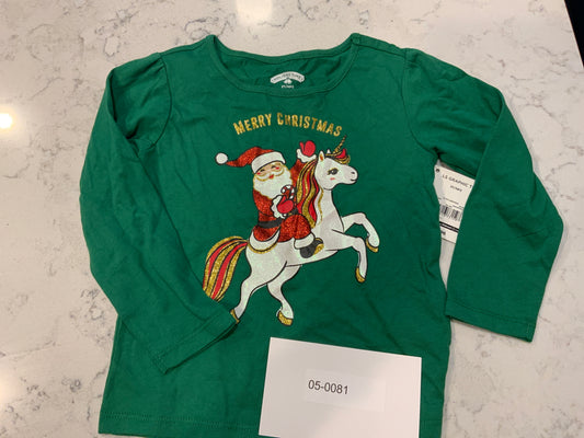 3T Girls Santa Unicorn top