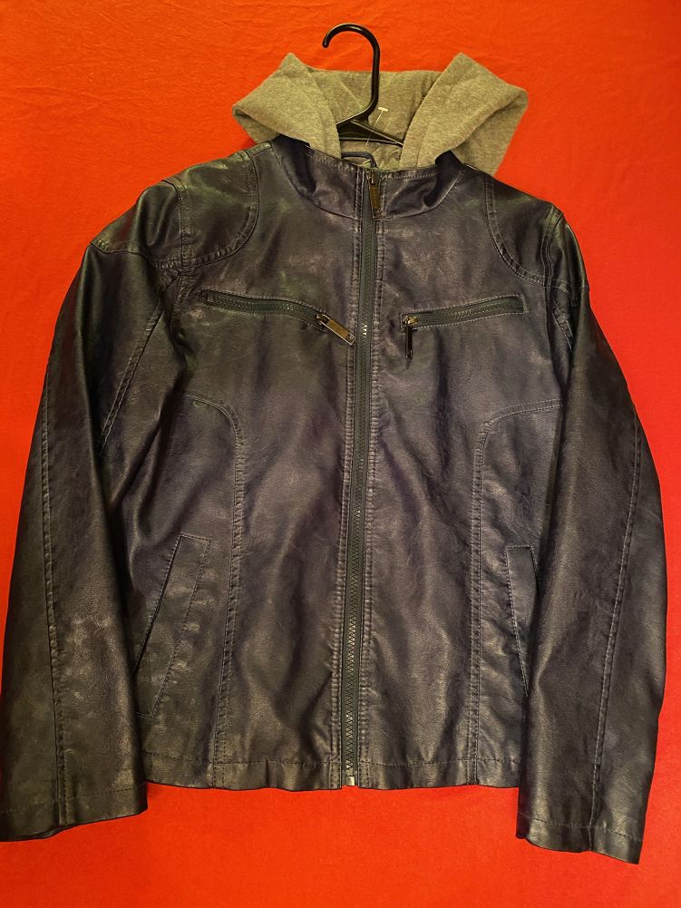 14/16 Youth Size, Jacket, Blue Faux Leather