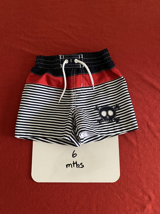 6 Months, Swimtrunks, Blue/Red/White/Skull