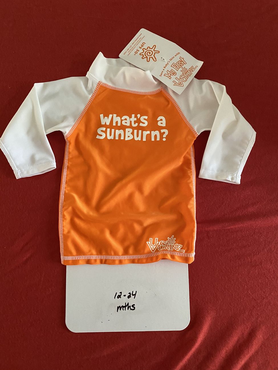 18-24 Months, Swim Shirt, Orange/White