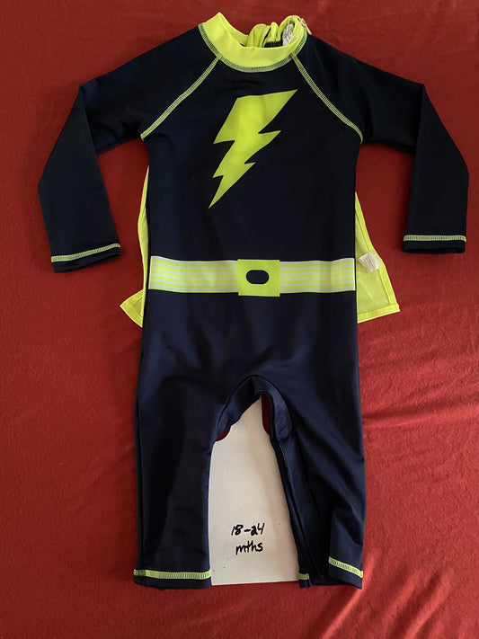 18-24 Months, Swim Full Suit, Black/Green