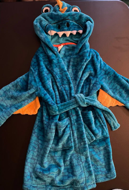 4T Boys Fleece Robe, Blue, Dinosaur