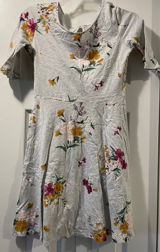 XL Girls Dress, Gray, Fall Floral