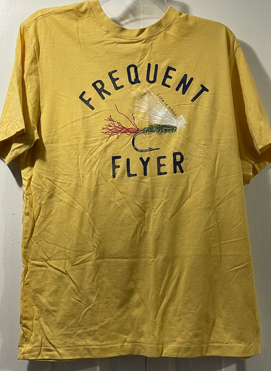 M Mens T-Shirt, Yellow, Fishing