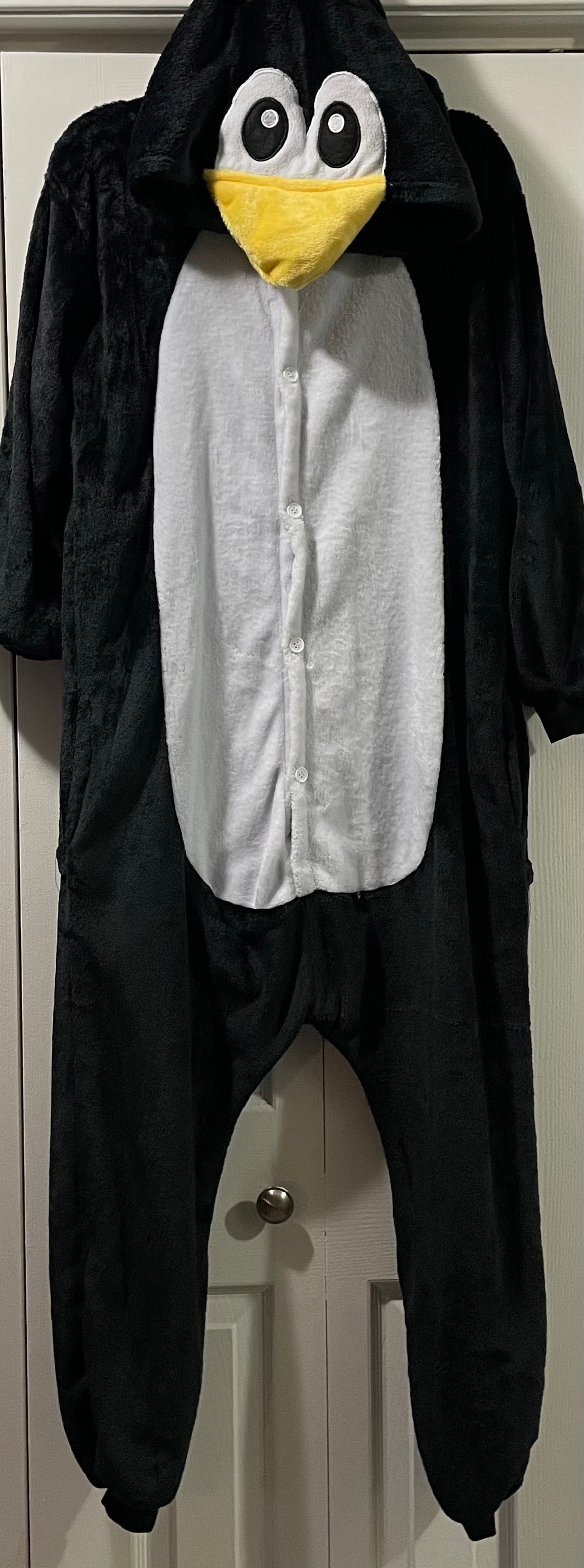 M Adult Onesie, Black & White, Penguin